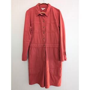 Whistles Gabby Denim Utility Romper Pink Red Size US 12 NWT Retail $299